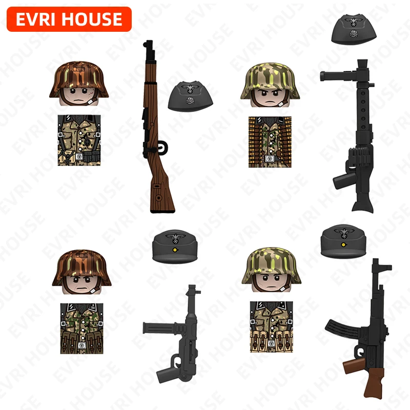 

Wehrmacht Pea Dot Building Block Doll Mini Bricks Action Figures Assembly Toys for Children N621-624