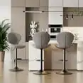 Bar Stools Set Of 3, Modern Swivel Bar Chairs With Mid Ba And Adjustable Seat Height,Gray