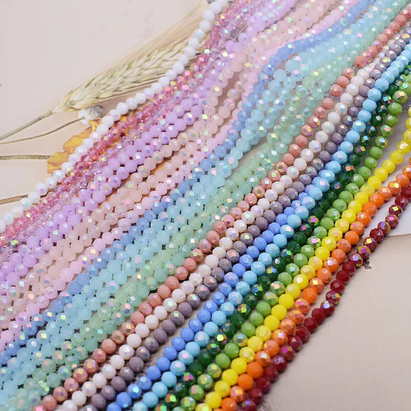 4mm 110pcs/strand New Color Glass Beads Rondell Faceted Crystal Beaded Loose Spacer Beads For Jewelry Making DIY Bracelet view 4