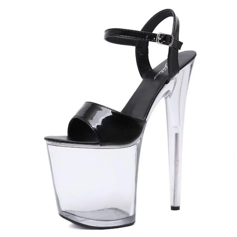 Nuova parola estiva con sandali donna selvaggia semplice fibbia in PVC 20CM tacchi alti sottili Open Toed piattaforma impermeabile scarpe da festa