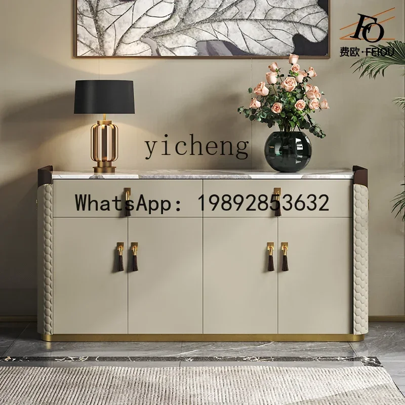 Light luxury dining side cabinet storage storage cabinet Italian post-modern marble custom restaurant high-end gray entrance