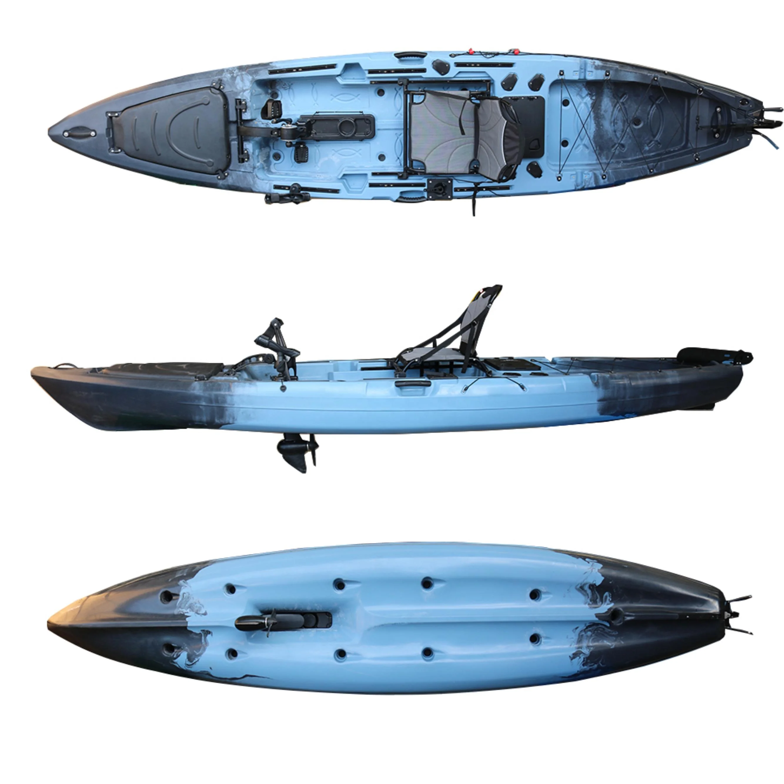 

13.6FT Single Seat One Personal Fishing Kayak with Pedal Drive Hard Plastic Pedal Kayak Sit on Top Kayak