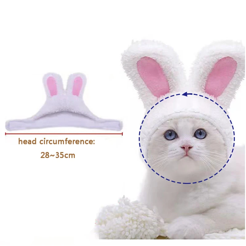 Cat Headgear Cute Rabbit Ears Cap For Cats Warm Plush Pet Hat Christmas Cosplay Props Photoprop Kitten Headdress Cat Accessories