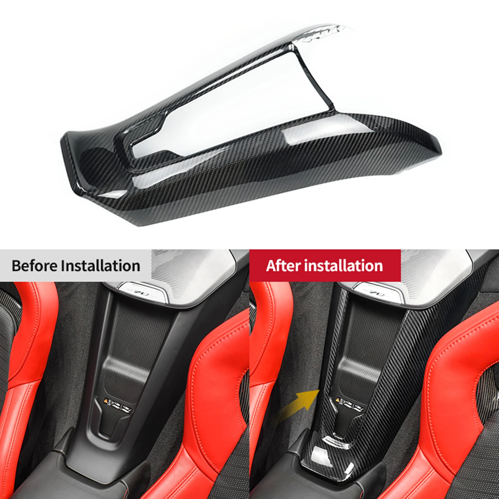 For Chevrolet Corvette C8 2020-2023 Carbon Fiber Car Interior Center Console Wireless Charger Panel Charging Cover Trim