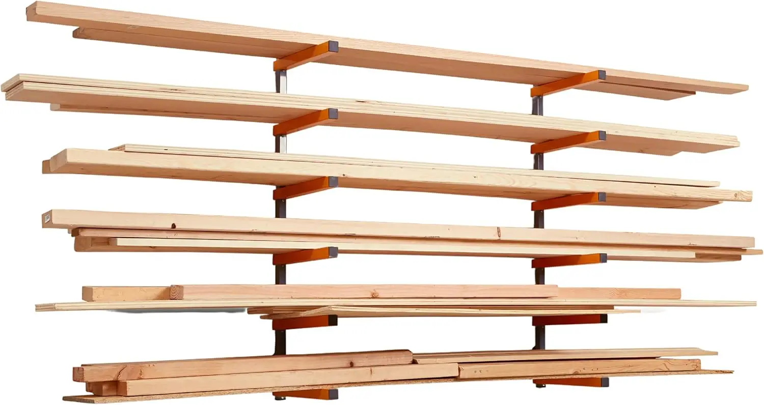 

6-Level Wood Organizer and Lumber Storage Rack for Indoor Outdoor Use in Orange
