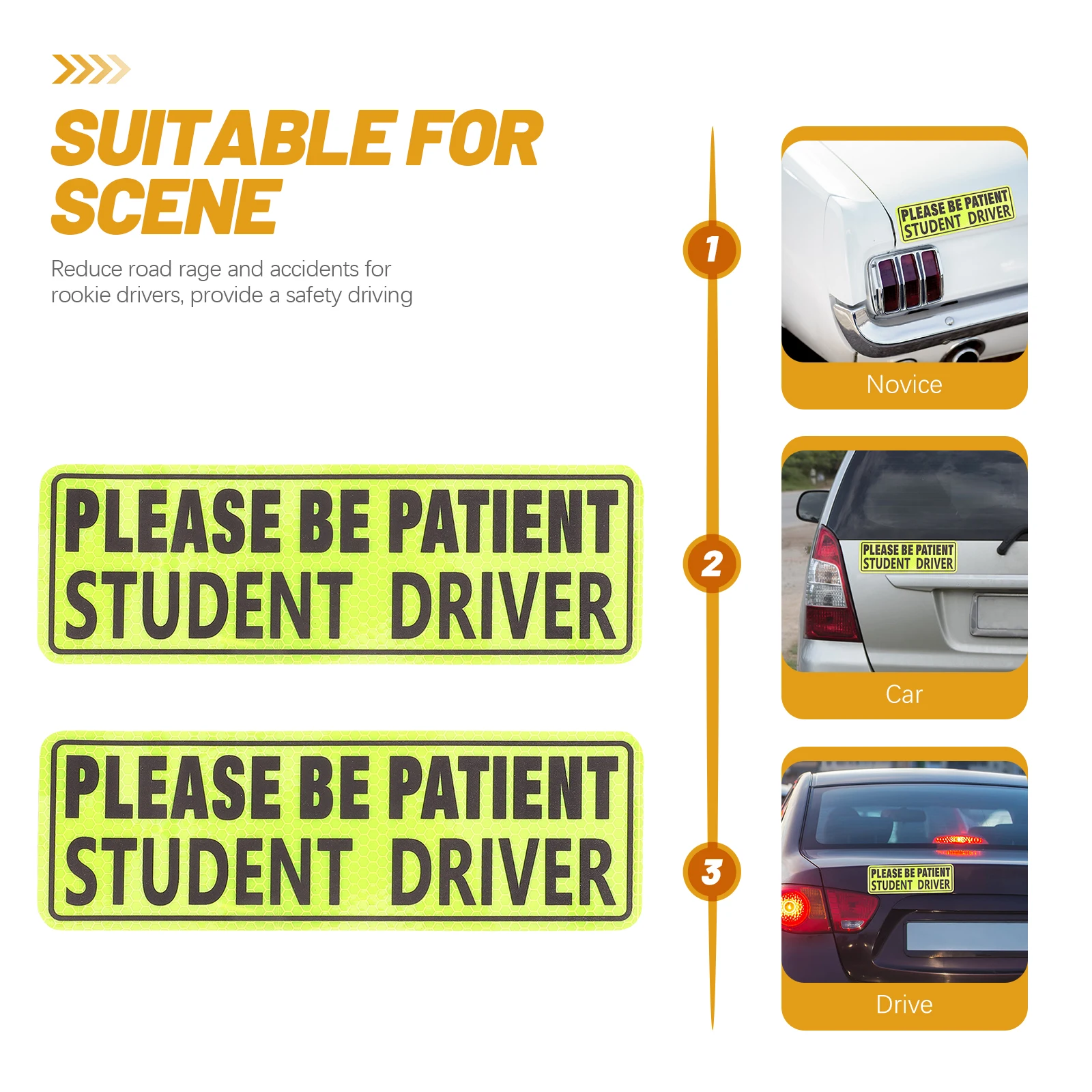 

2pcs Car Novice Decal Student Practicing Driver Sticker Warning Sticker For Practicing Driver Auto Reminding Decal