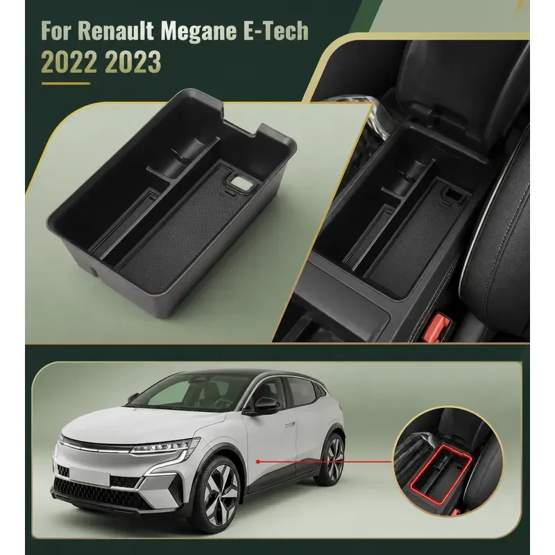 For Renault Megane E-Tech 2022 2023 Center Console Armrest Storage Box Organizer Tray Interior Accessories Car Tidying