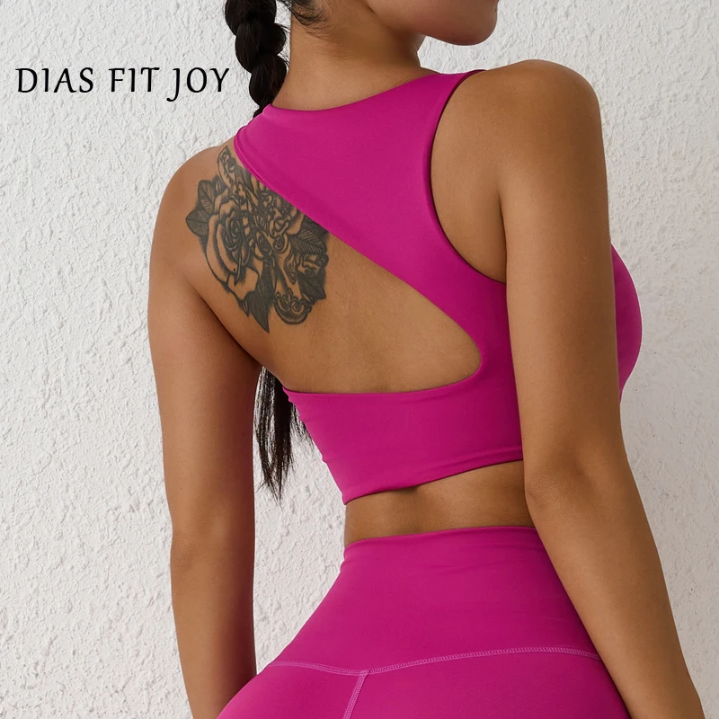 DIAS FIT JOY Nylon Beauty Back Sports Bra Women's Shockproof Yoga Bra Gathering Running Sports Vest