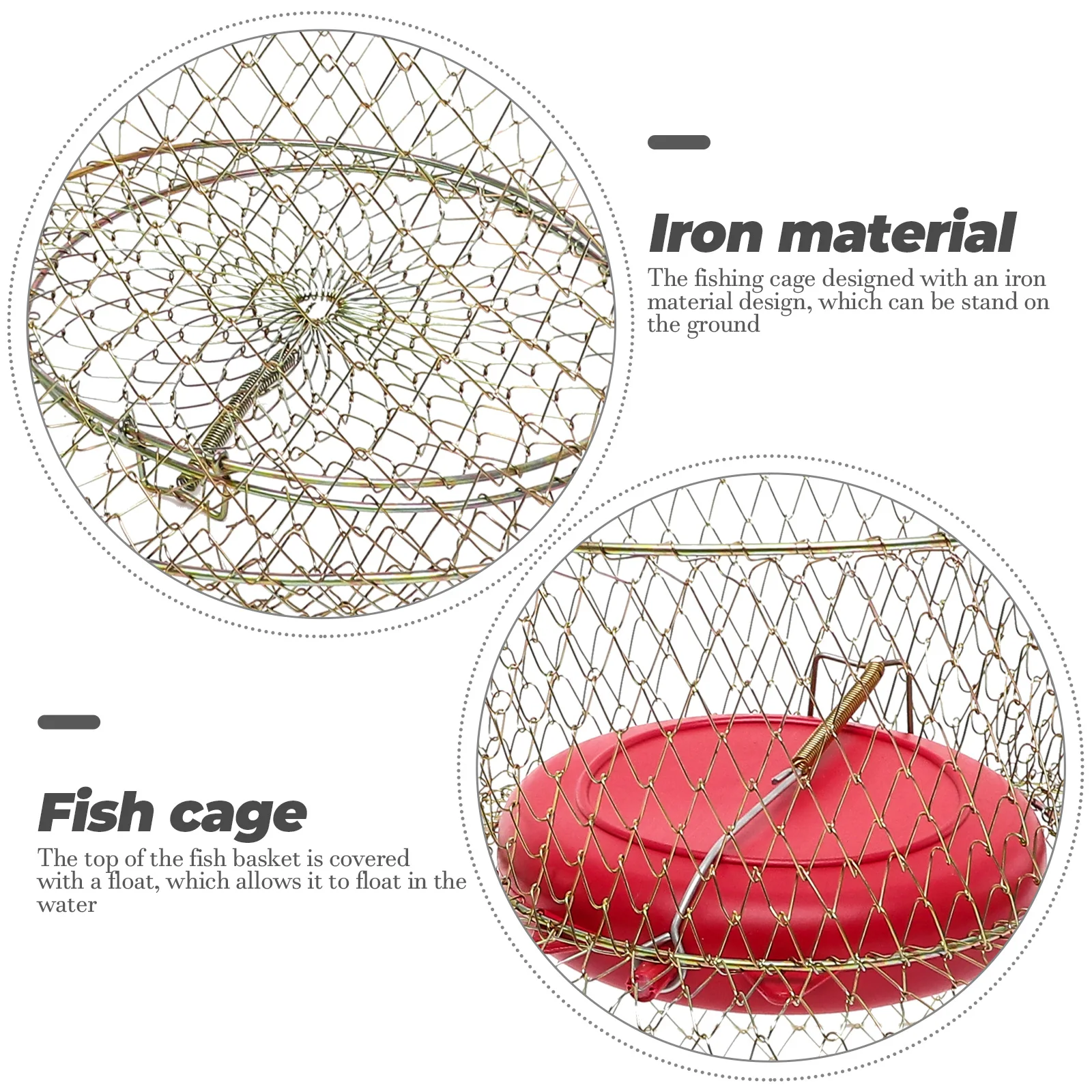 

Iron Mesh Fishing Basket Durable Protective Cage Floating Bowl Fish Guard Net Lightweight Easy Carry Fishing Cage