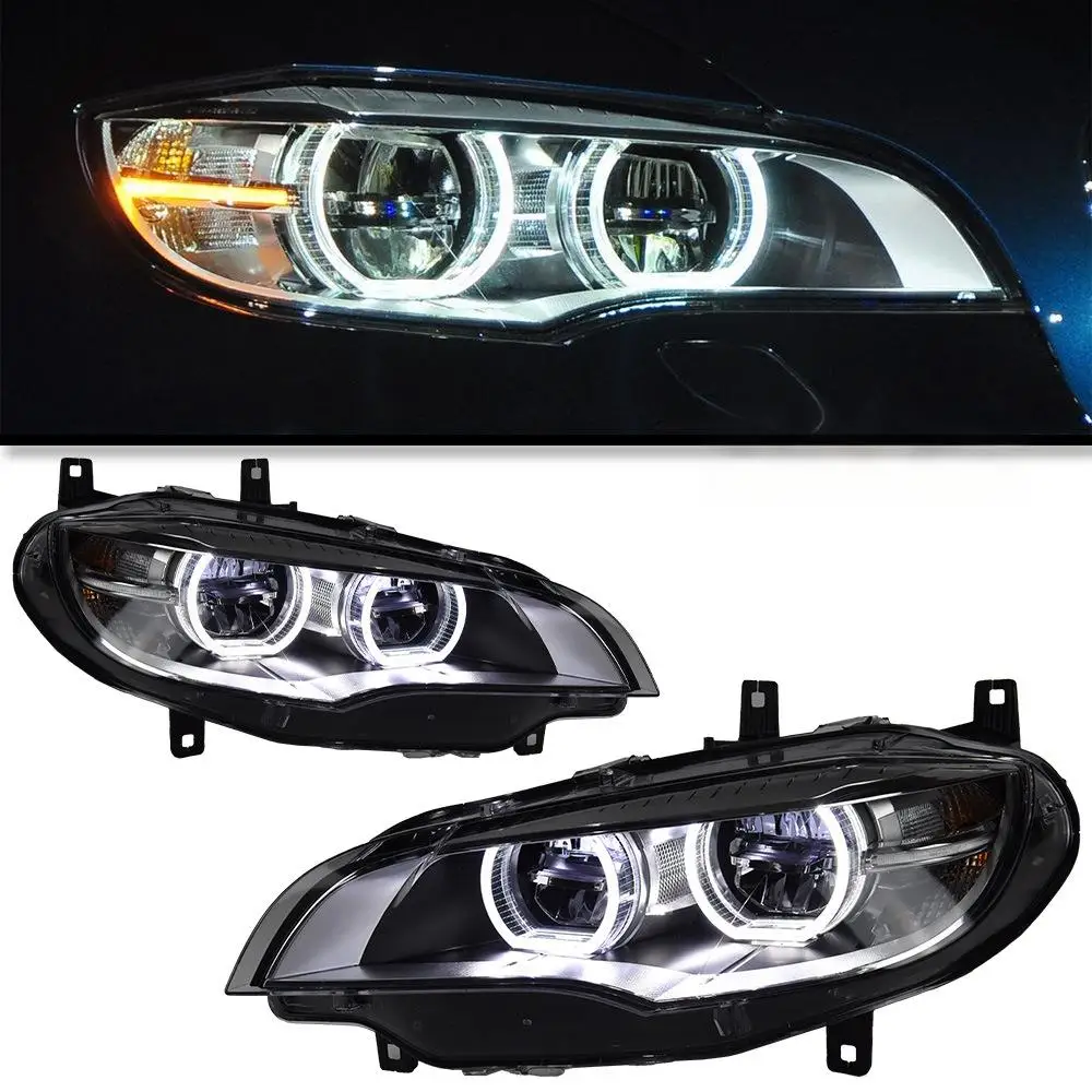 

Car Headlights for X6 E71 LED Head Lamp 2008-2014 DRL Running Turn Signal Angel Eyes Led Projector Lens Auto Accessories