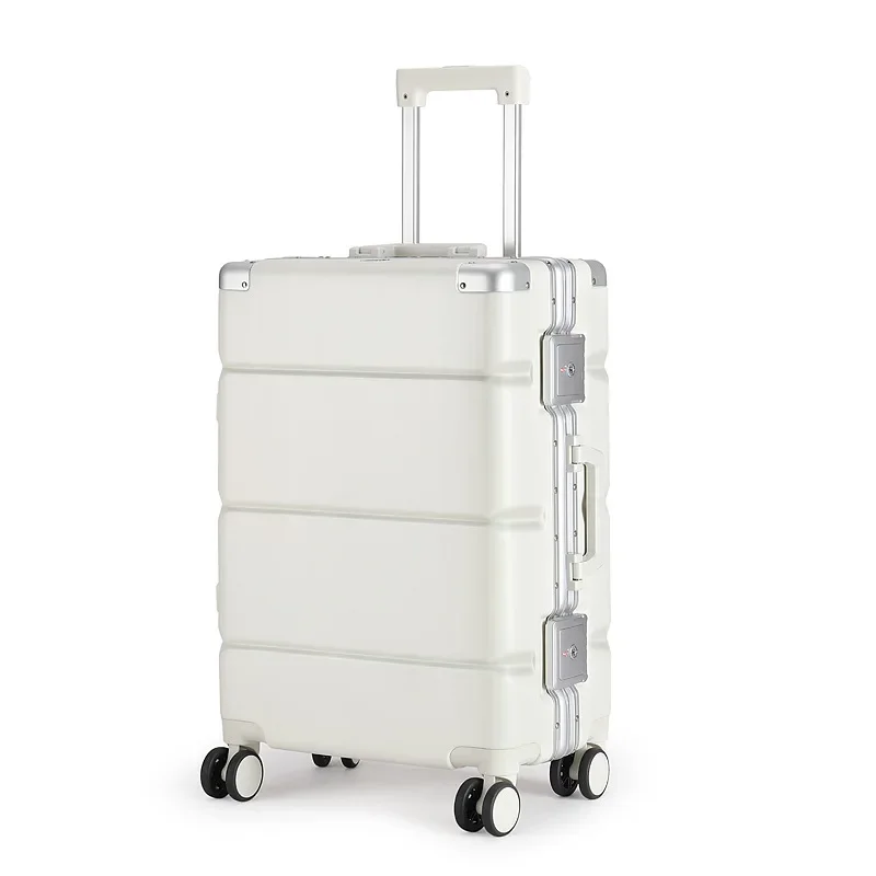Solid Color Suitcase Aluminum Frame Large Capacity Travel High-quality Trolley Case Student Password Suitcase 20 Inches Luggage