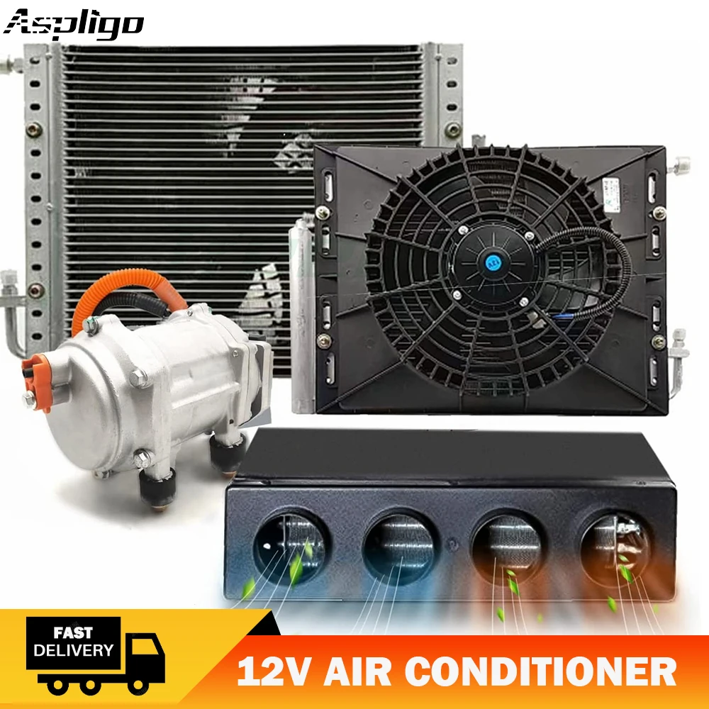 

Aspligo 12V Heat and Cool Electric Car Automotive Air Conditioner Parking AC 24V for Tractor Truck Camper Van Caravans