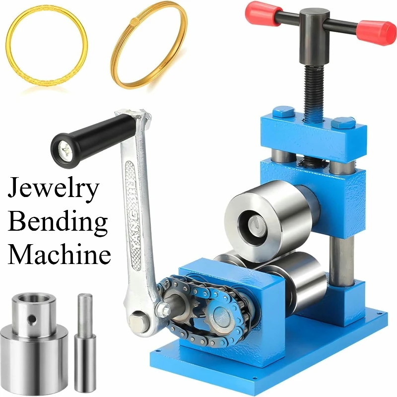 Jewelry Bending Machine Manual Rolling Mill with 56mm 18mm Rollers Hand Crank Ring Bender Tool Jewelry Processing and Repair