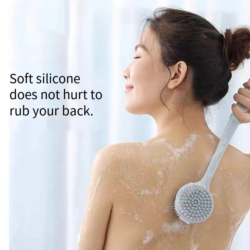 فرشاة حمام ممتدة بمقبض طويل من السيليكون، لا حاجة إلى طلب المساعدة، عجب تنظيف الظهر اثنين في واحد على الوجهين #3