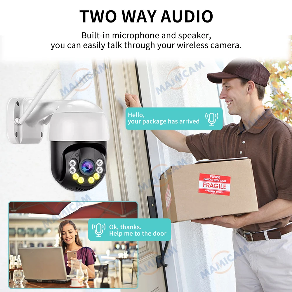 WIFI Wireless System CCTV Camera Kit H.265 4MP Outdoor PTZ Security Audio AI Face Detect 8CH NVR Video Surveillance Set ICSee