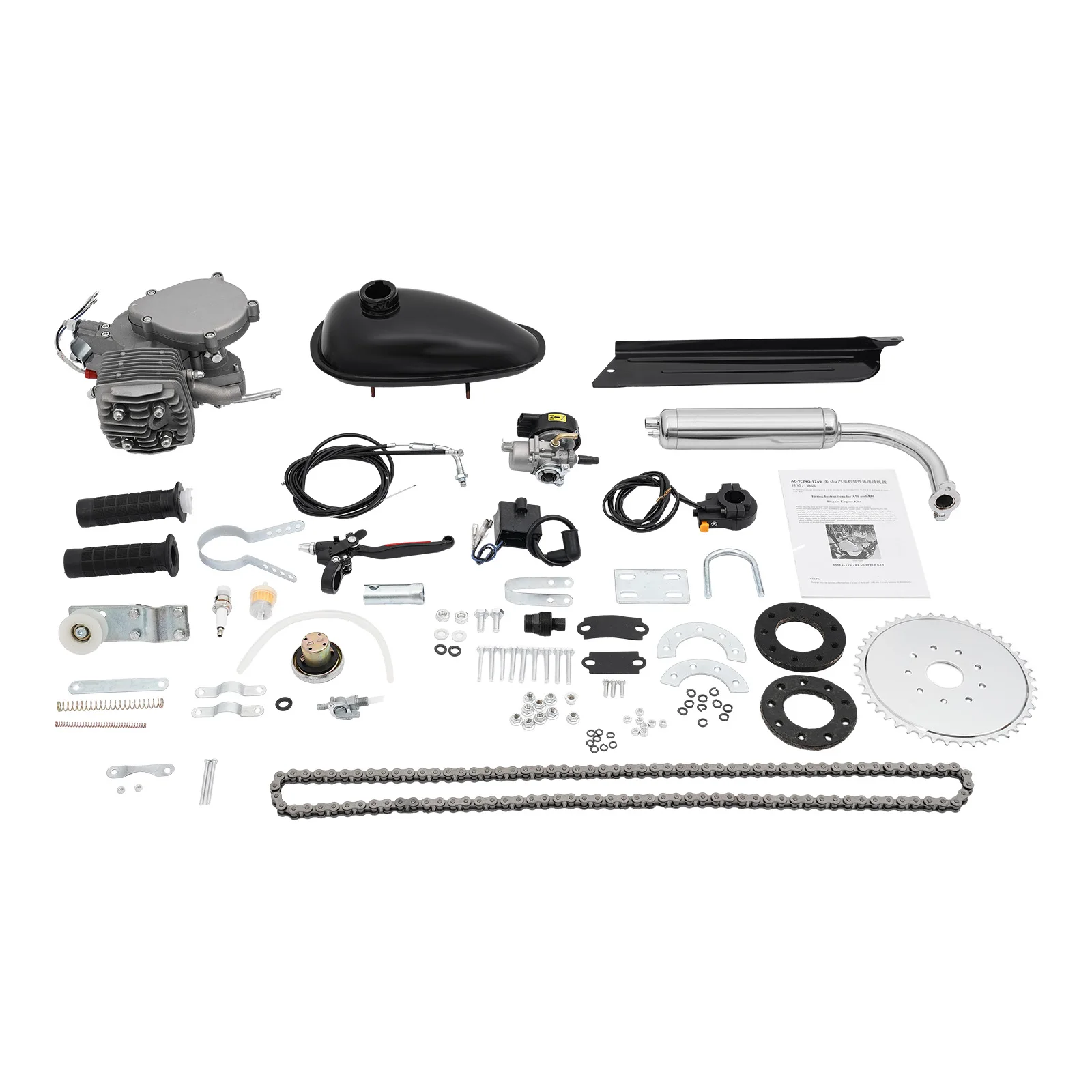 80CC 2-takt fietsmotor kit, benzine aangedreven fiets, 24,8 mph max. snelheid, 397 lbs laadvermogen voor 26-28 inch mountainbike/wegfiets - afbeelding 2