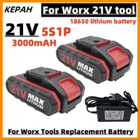 21V 3000mAh Rechargeable Lithium Ion Battery For Worx 21V 36VF 48VF 88VF Cordless Screwdriver Power Tools Replacement Battery