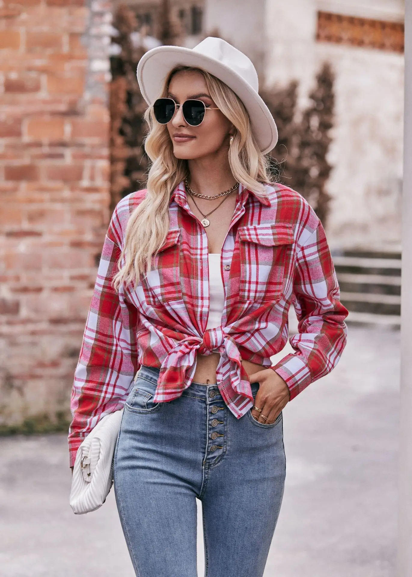 Fashion Long Sleeve Shirts For Women 2023 Spring Spring Casual Loose Button Shirt Women Autumn Office Plaid Print Blouse Top