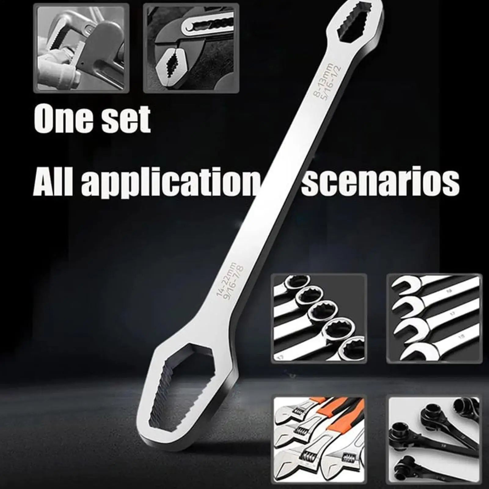 Socket Wrench Double-ended Tightening Socket Spanner Self Tightening Wrench for Automotive Home Motorcycle Industry Bicycle