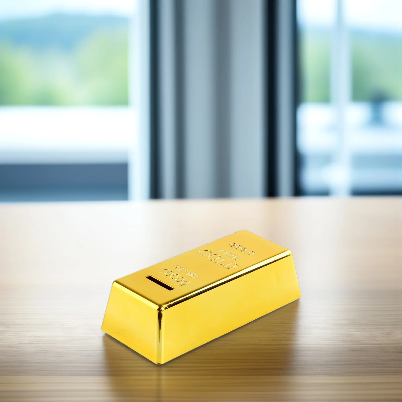 Wykwintna plastikowa skarbonka w kształcie złotej sztabki złota, imitująca skarbonkę, idealna na prezent urodzinowy dla dziecka, dekoracyjna skarbonka w kształcie cegły.