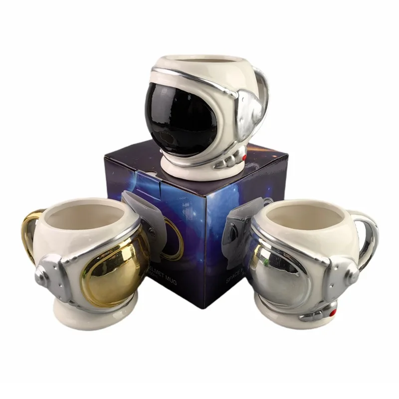 Astronauta e Astronauta Caneca cerâmica, Planeta em relevo, Copo de leite, 3D Capacete, Canecas, Copos de café