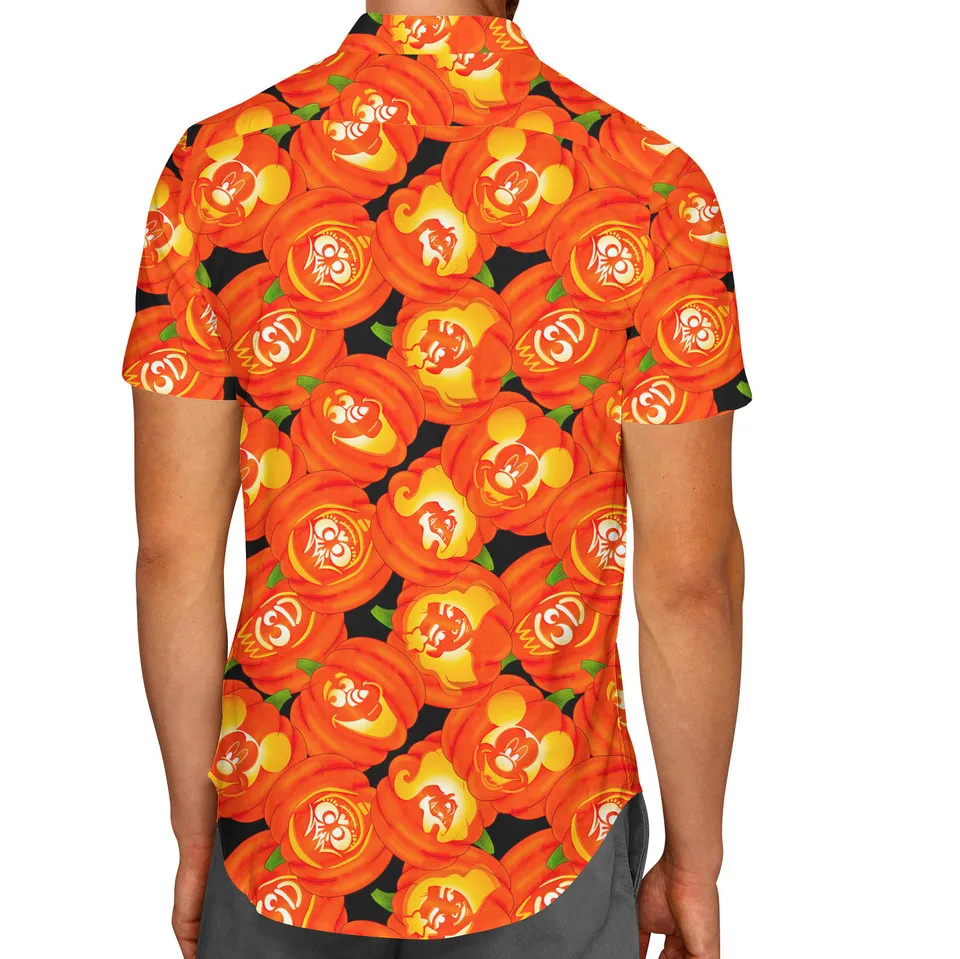 2024 Disney Halloween, Disney character pumpkin, Hawaiian men's shirt