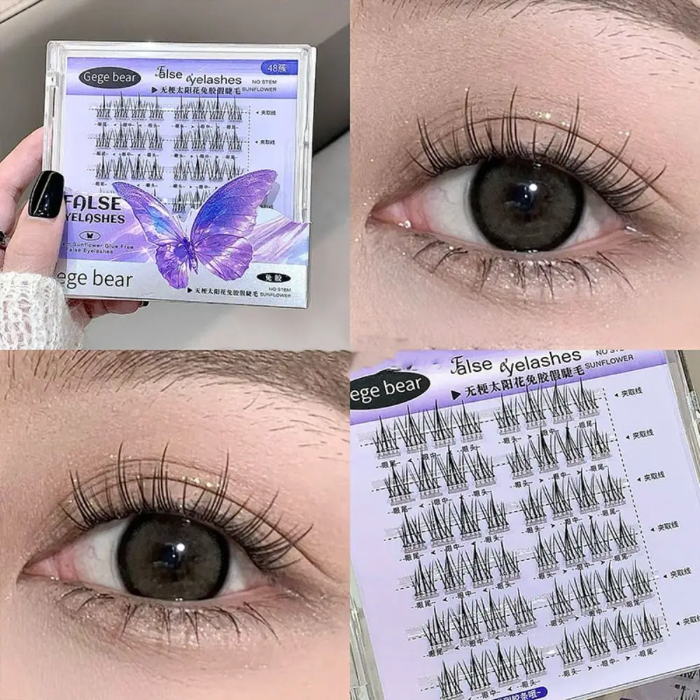 Verlängerung selbstklebende Wimperncluster Make-up niedlich kleberfrei gefälschte Wimpern langlebig DIY selbstklebende falsche Wimpern