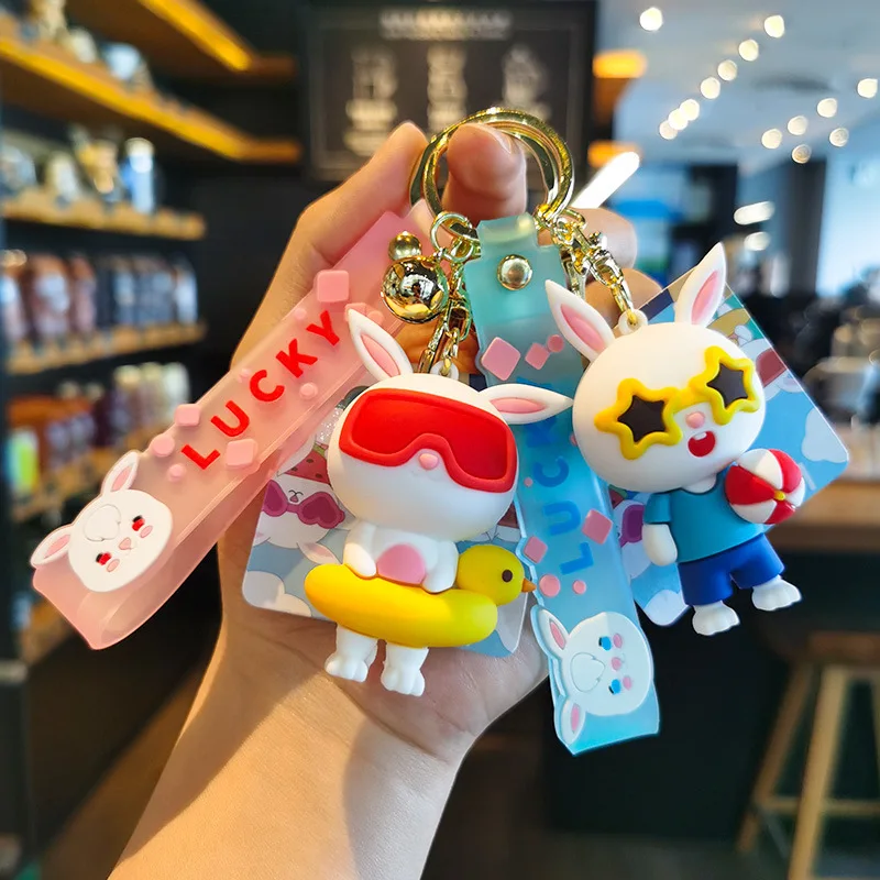 

Cartoon Summer Bunny Keychain Cute Backpack Keychain Car Keychain Small Gift