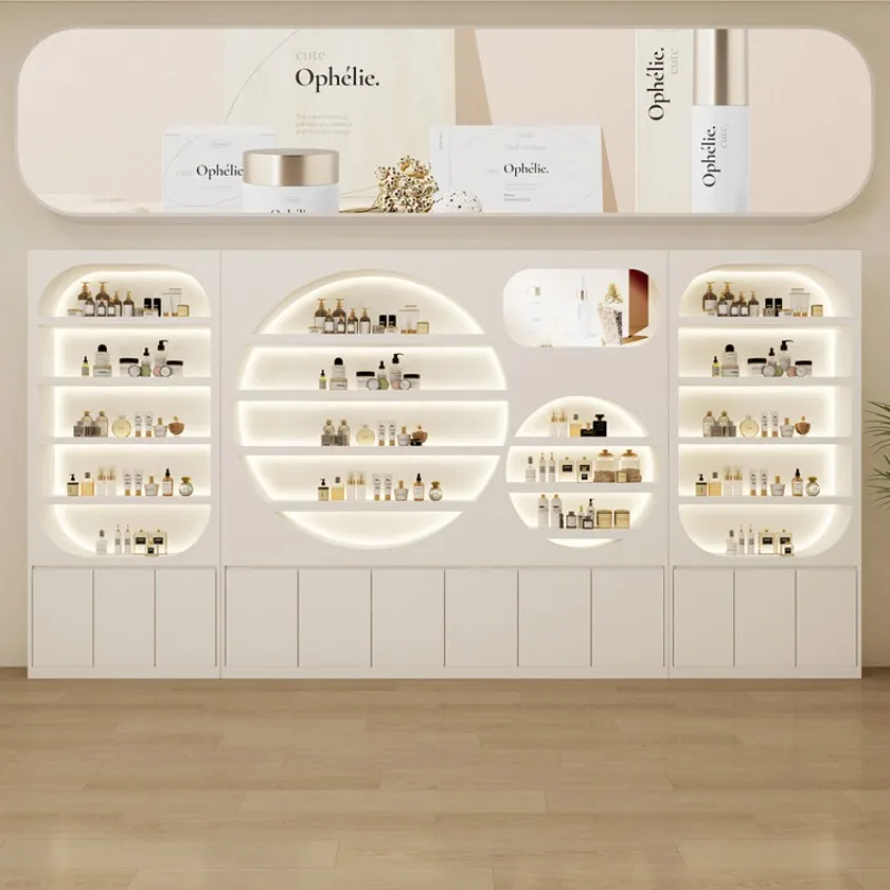 Nordic High-end Nail Salon Display Cabinet Modern Supermarket Cosmetic Display Rack Beauty Salon Commercial Furniture FYMC