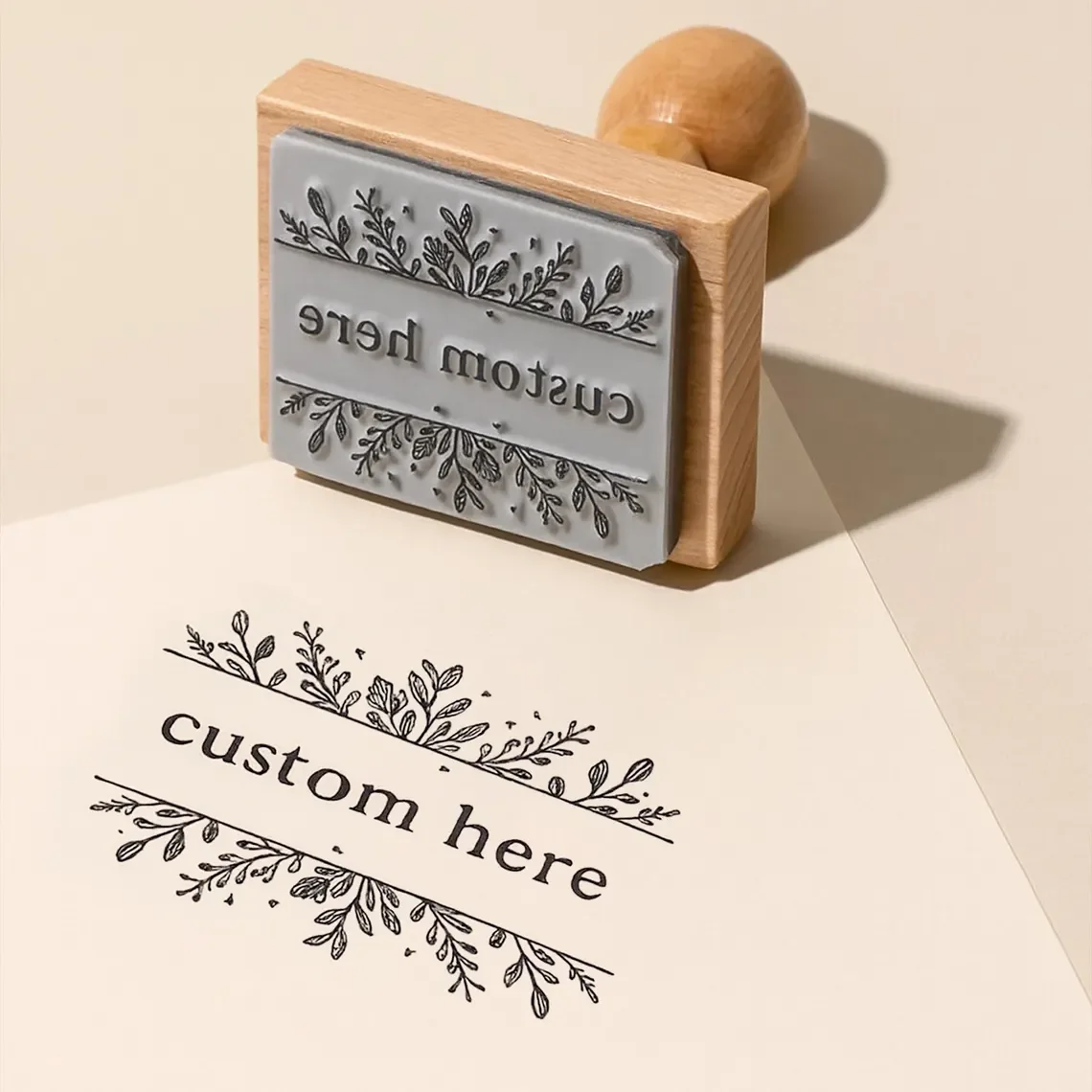 Custom Wooden Stamp Personalized Self Inking Wax Logo Seal for Gift Book Coffee Cup Business Card Fabric Kraft Paper Stamps Seal