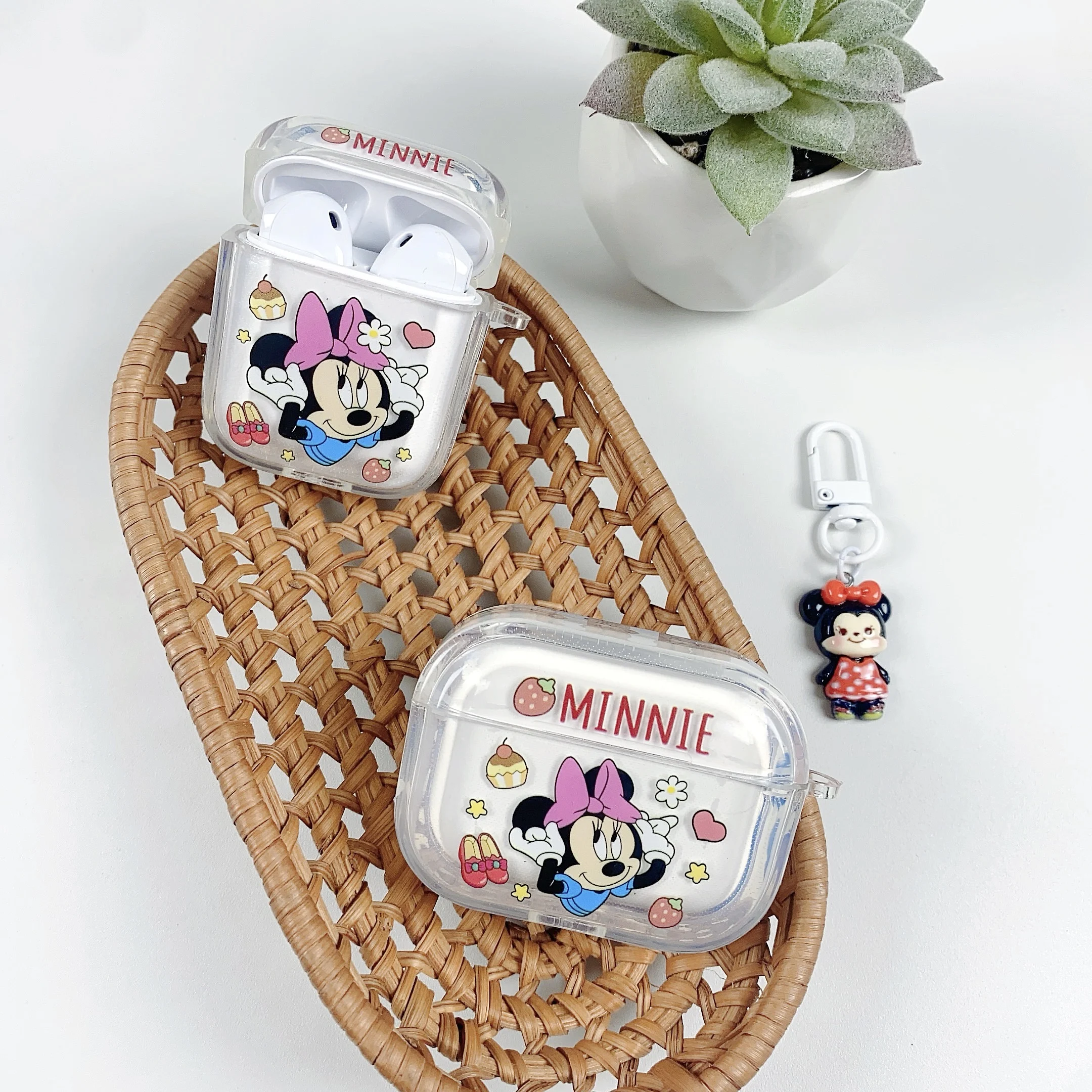 New style Disney Minnie Mouse Animation Cartoon Cute Plastic Headphone Case Protects Soft Case For Airpods 4,2,3,1,Pro,Pro2