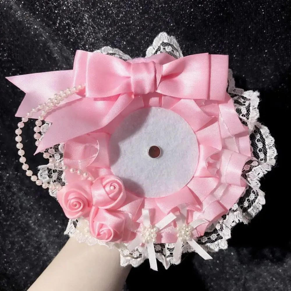 Kawaii DIY Lace Card Holder with Ribbon Anime Lace Photocard Case Lolita Handmade Photo Protector Case Badge Display