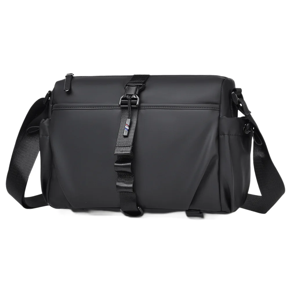 Men PU Leather Crossbody Bag Functional Sling Pack Male Urban Shoulder Handbag With Top Buckle Strap For Travel Work Daily