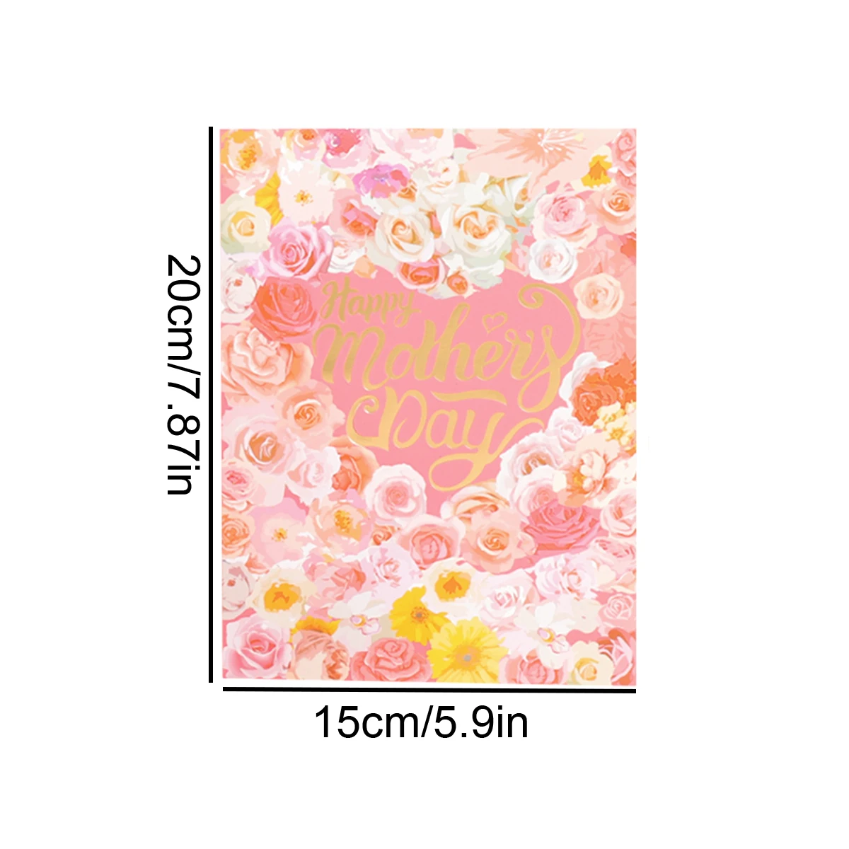 Mother's Day Pop-Up Card 3D Design, Gold Foil Floral Letter Patterns, Heartfelt Holiday Greeting Card Envelope, Gift for Mom