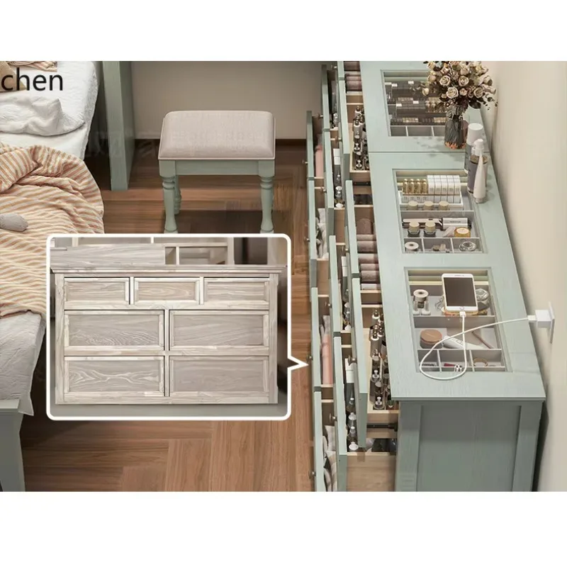 DSA self-viewing original dresser storage cabinet integrated jewelry cabinet with lamp manicure table retractable