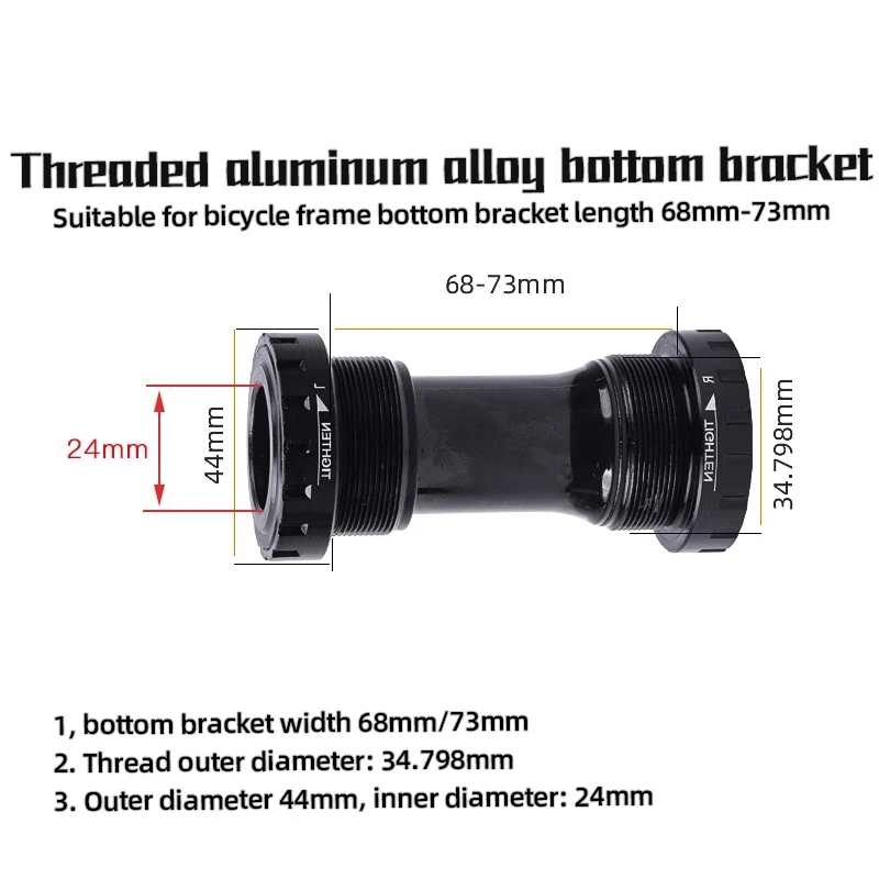 Bicycle Bottom Bracket 24mm 68 73mm Bearing Hollowtech Mountain Bike Original 2.5 Mm Gasket BSA High Quality Material