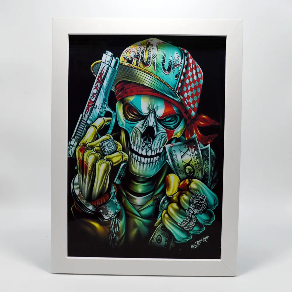 Ride or Die Stunning Wall Sticker of The Great Chicano Skull Tattoo Art Poster - Vintage Wall Art Decor Painting for Your Room 1