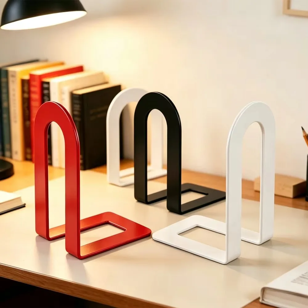 2PCS INS L-Shaped Desk Bookends Thickened Non-Slip Book Shelf Durable Metal Book Support Rack Office Documents