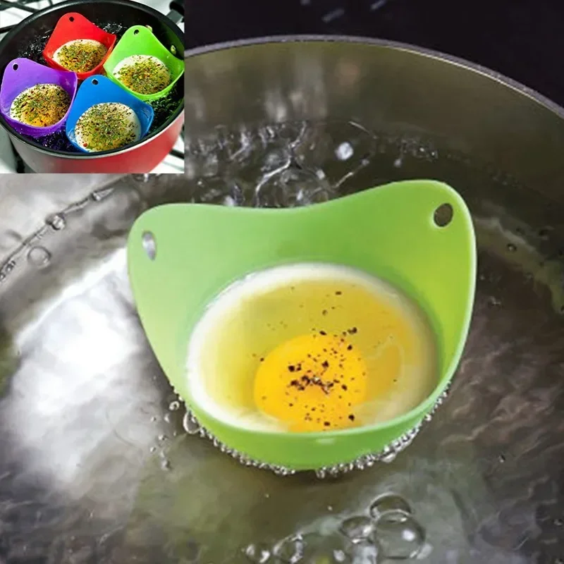 4Pcs Round Silicone Egg Poacher Poaching Pods Egg Steamer Bowl Rings Mold Cooker Kitchen Cooking Tools Egg Maker Color random