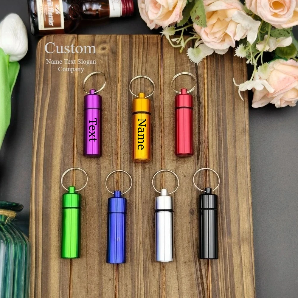 

Mini Waterproof Small Jar Custom Metal Car Keychain Motorcycle Bag Keyring Outdoor Personalization Creative Pendant Gift