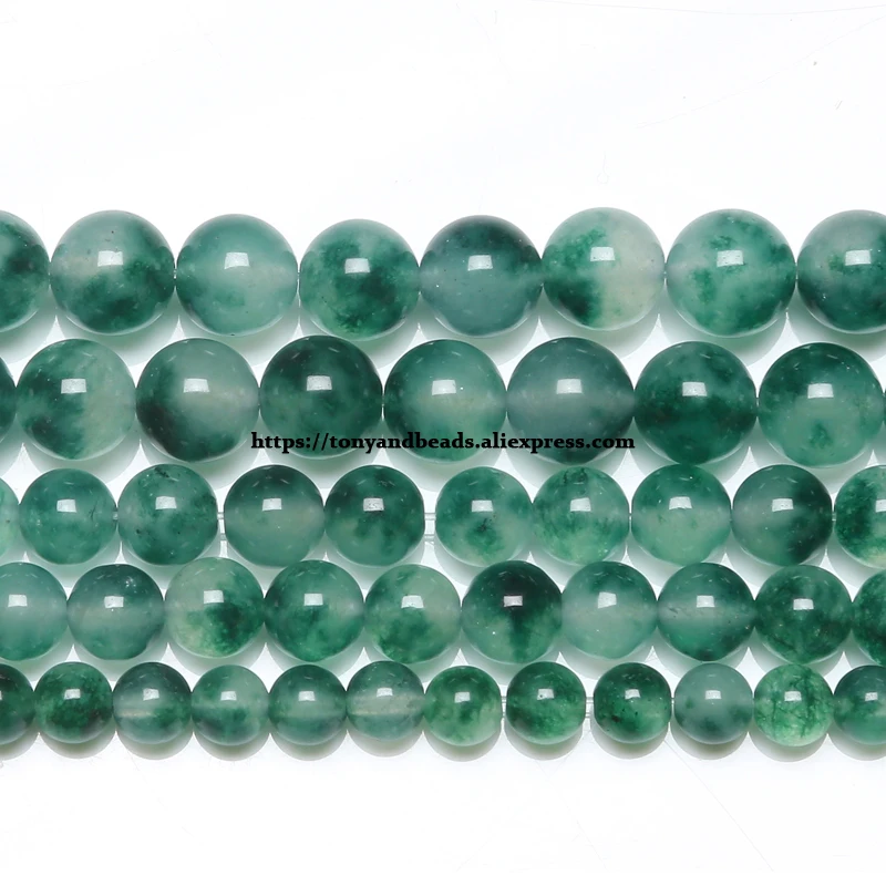 Natural Stone Green Malaysia Jade Loose Beads 6 8 10 MM Pick Size For Jewelry Making