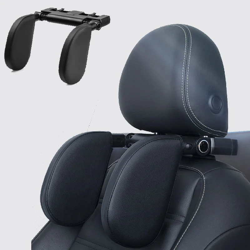 Universal 360° Adjustable Auto Cervical Pillow with Memory Foam & Side Pads Ergonomic One-Click Sleep Headrest for BMW Benz Car