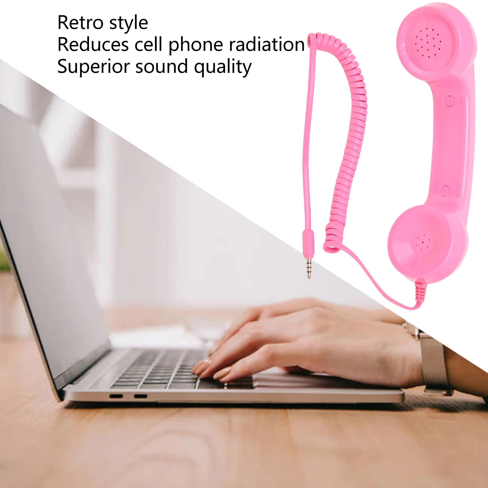 Retro Phone Handset Volume Control Wired Handheld Cell Phone Receiver Radiation Proof 3.5mm Headphone Jack for Smartphones