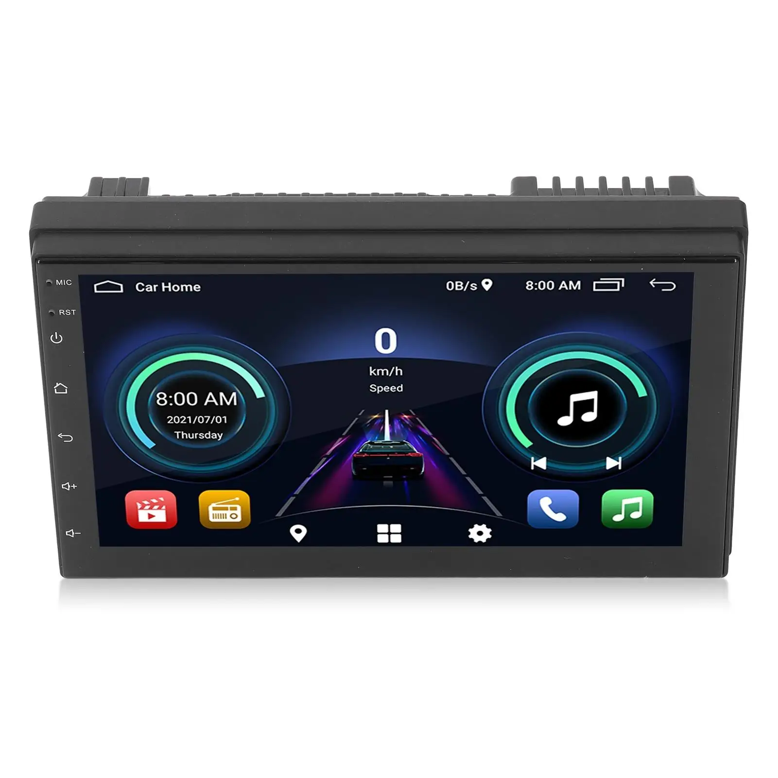 7-Color BT5.0 Car Multimedia Player with CD/DVD, Hands-Free Calls, Reverse Image & Buttons