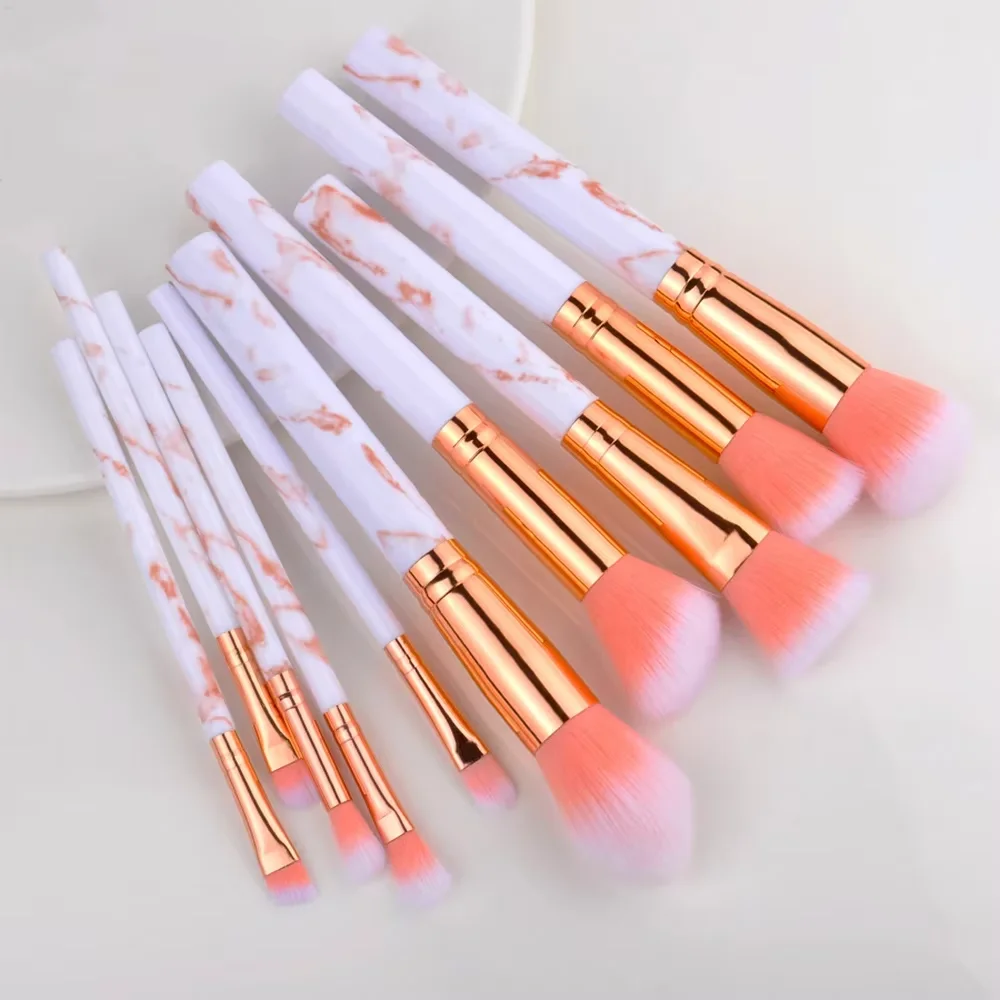 Ten-piece makeup brush set for face and eyes