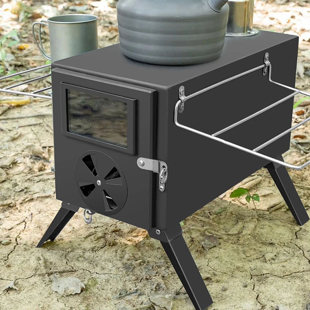 Outdoor Camp Tent Firewood Stove Portable Wood Burning Stove Multifunctional Firewood Burner with Detachable Chimney for Camping