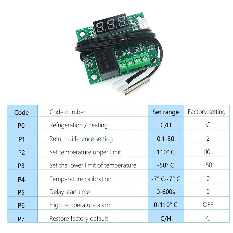 W1209 DC 12V heat cool temp thermostat temperature control switch temperature controller thermometer thermo controller