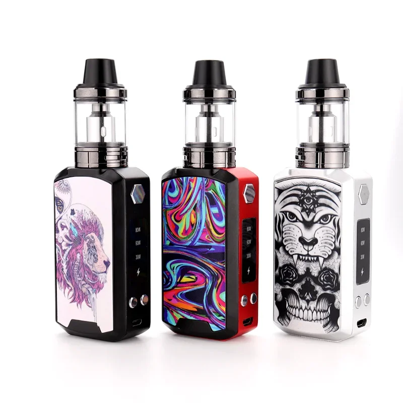 80W Vape Mod Electronic Cigarettes Kit 1800mAh Battery 2.5ml Atomizer 30W/60W/80W Voltage Adjustment E Cigarette Shisha Pen Ecig