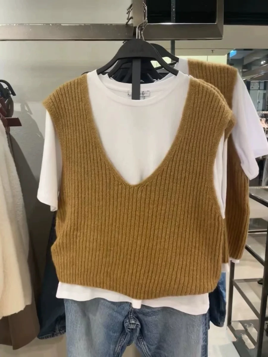 

Женская футболка весна 2024, лоскутный трикотаж, дизайн Sweet Sle ort Sve, низкий круглый комплект Ne, свободный крой, комплект из двух предметов