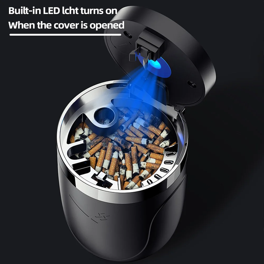 Car Cigarette Ashtray Cup With Lid With LED Light Portable Detachable Vehicle Ashtray Holder Cigarette Ashtray Interior Parts